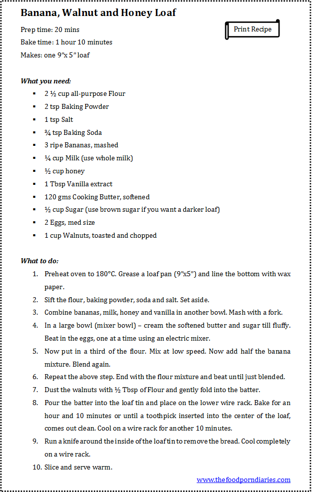 Banana Walnut honey loaf